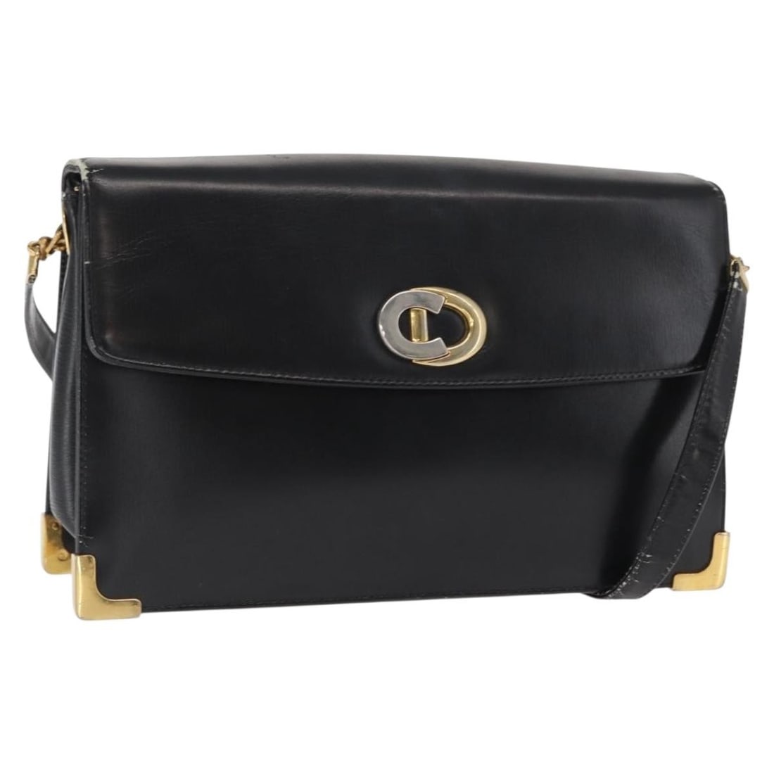 Christian Dior Black Gold Leather Shoulder Bag Auth 160676 (1 of 18)