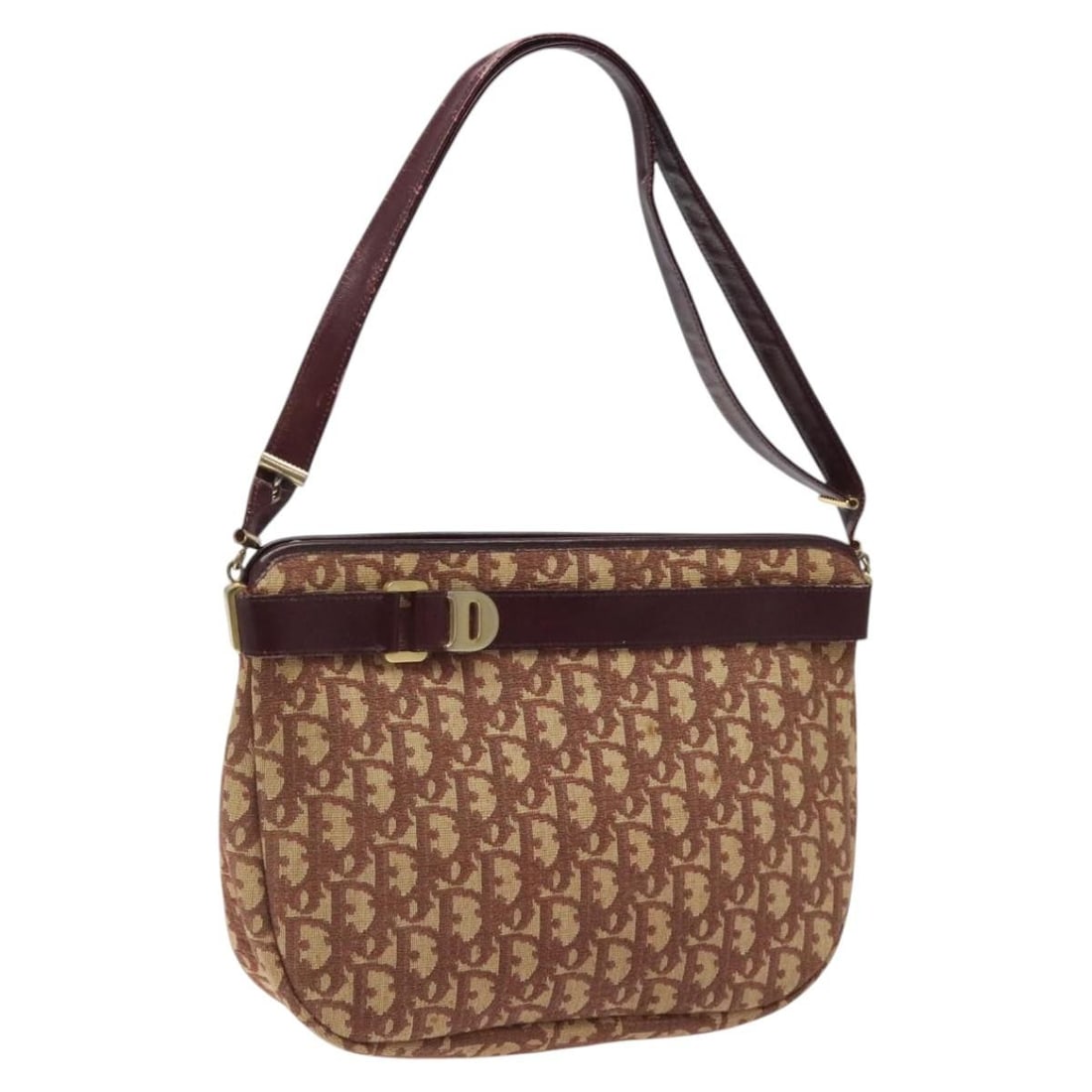 Christian Dior Red Gold Trotter Canvas Shoulder Bag Auth 121548 (1 of 18)