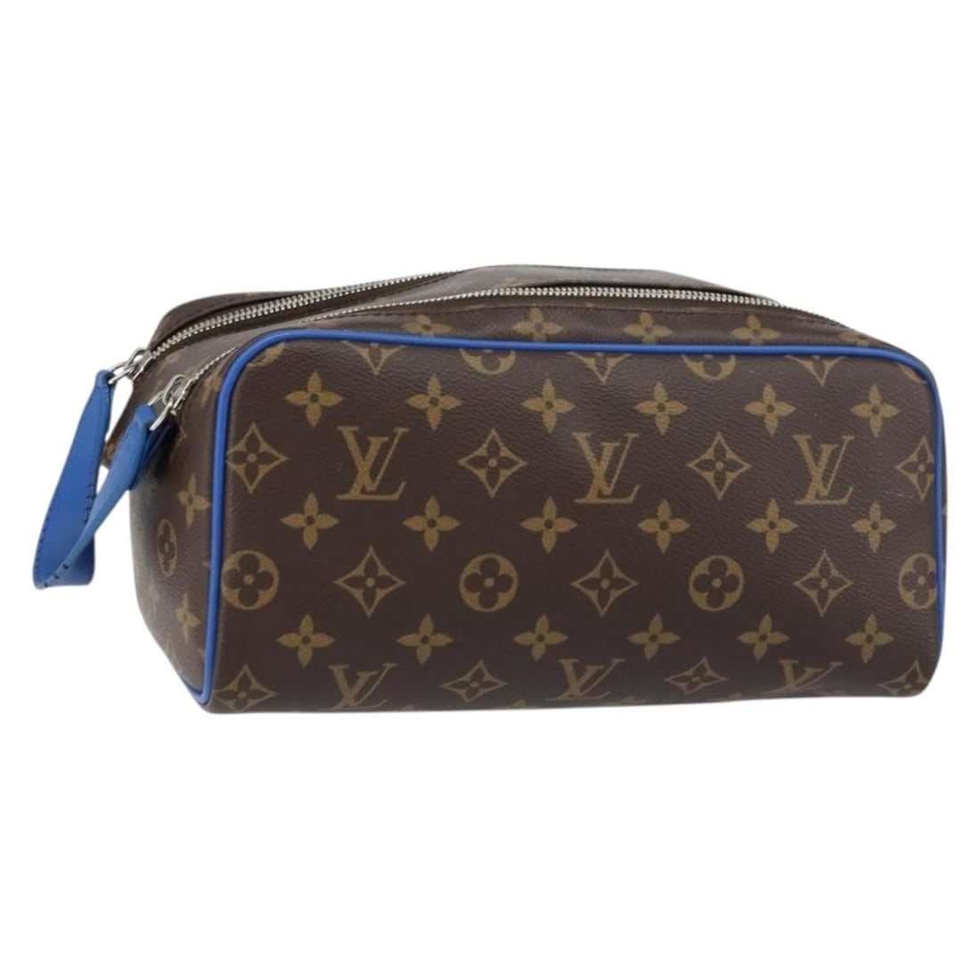 LOUIS VUITTON Monogram Macassar Dopp Kit Hand Bag Blue M46763 Auth: LOUIS VUITTON Monogram Macassar Dopp Kit Hand Bag Blue M46763 Auth This LOUIS VUITTON Monogram Macassar Dopp Kit Hand Bag in a striking blue is a practical and stylish accessory. Crafted from durable