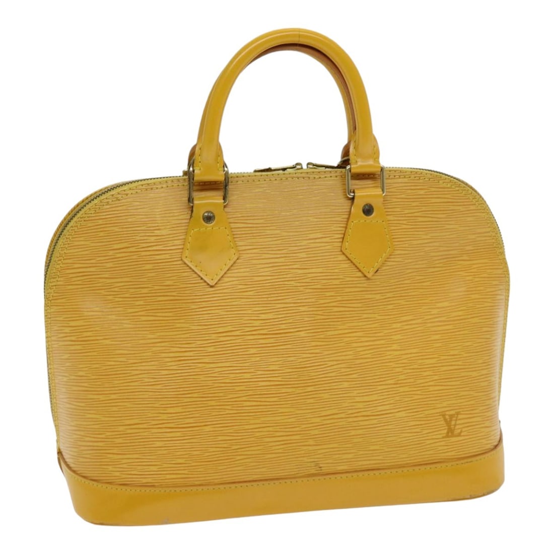 Louis Vuitton Epi Alma Hand Bag Yellow M52149 Made in France: Louis Vuitton Epi Alma Hand Bag Yellow M52149 Made in France This LOUIS VUITTON Epi Alma Hand Bag is a stunning accessory crafted from high-quality Epi leather in a vibrant yellow color. Designed in F