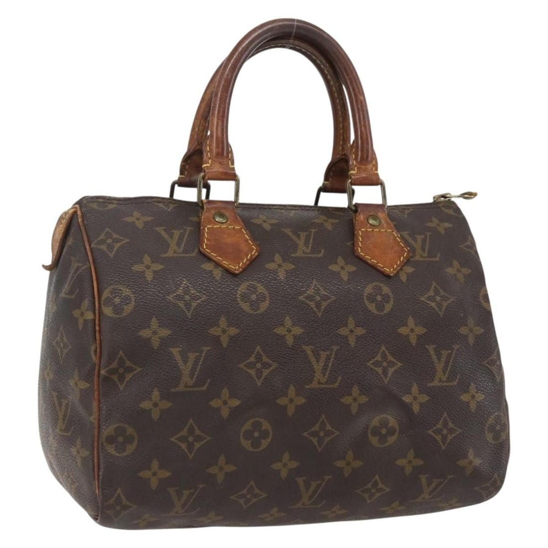 Louis Vuitton Speedy 25 Monogram Canvas Handbag M41528 France: Louis Vuitton Speedy 25 Monogram Canvas Handbag M41528 France This Louis Vuitton Speedy 25 handbag features the brand's iconic monogram canvas and is crafted in France. The bag shows significant signs