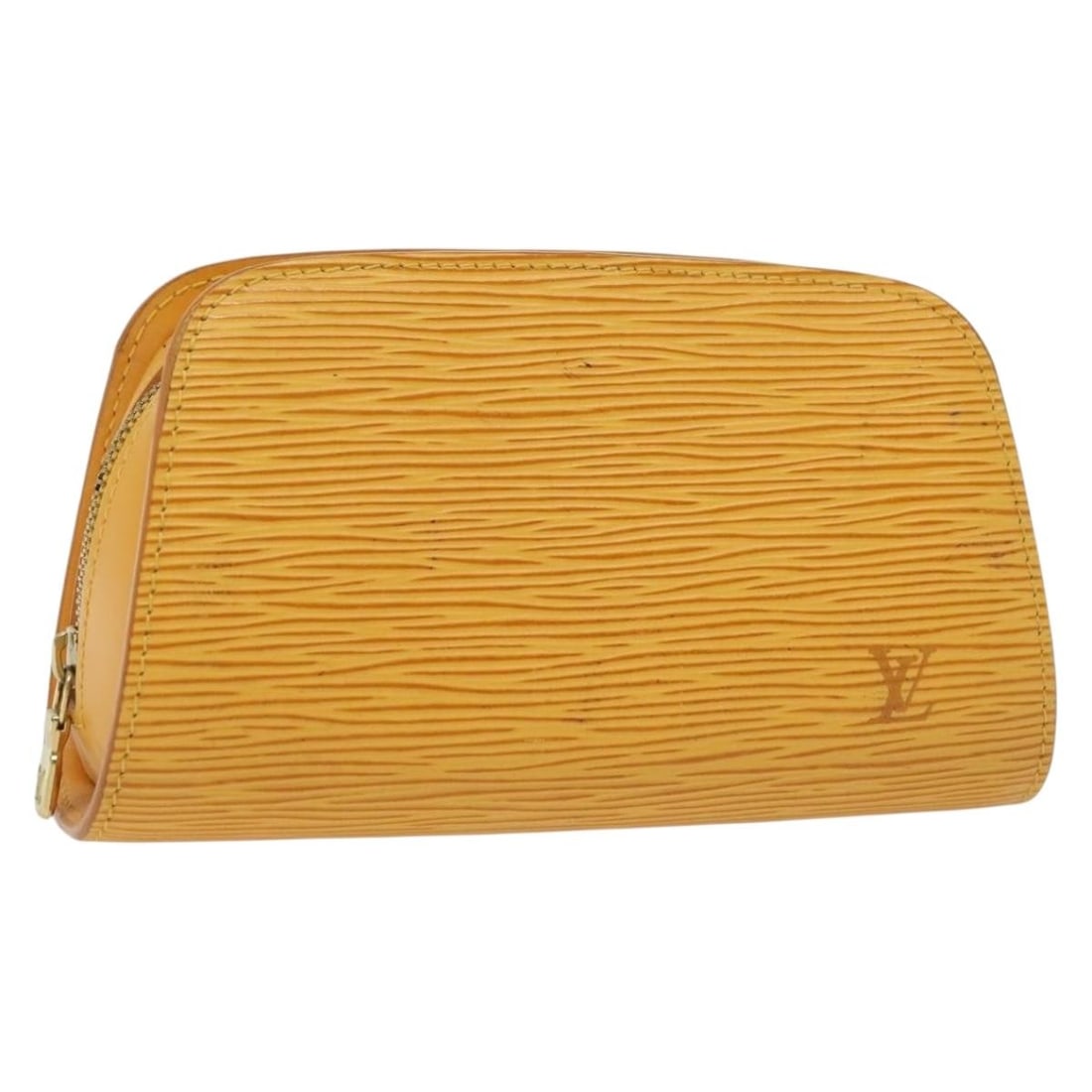 LOUIS VUITTON Epi Dauphine PM Pouch Yellow M48449 Made in France: LOUIS VUITTON Epi Dauphine PM Pouch Yellow M48449 Made in France This authentic LOUIS VUITTON Epi Dauphine PM Pouch showcases a vibrant yellow Epi leather exterior, perfect for adding a pop of color t