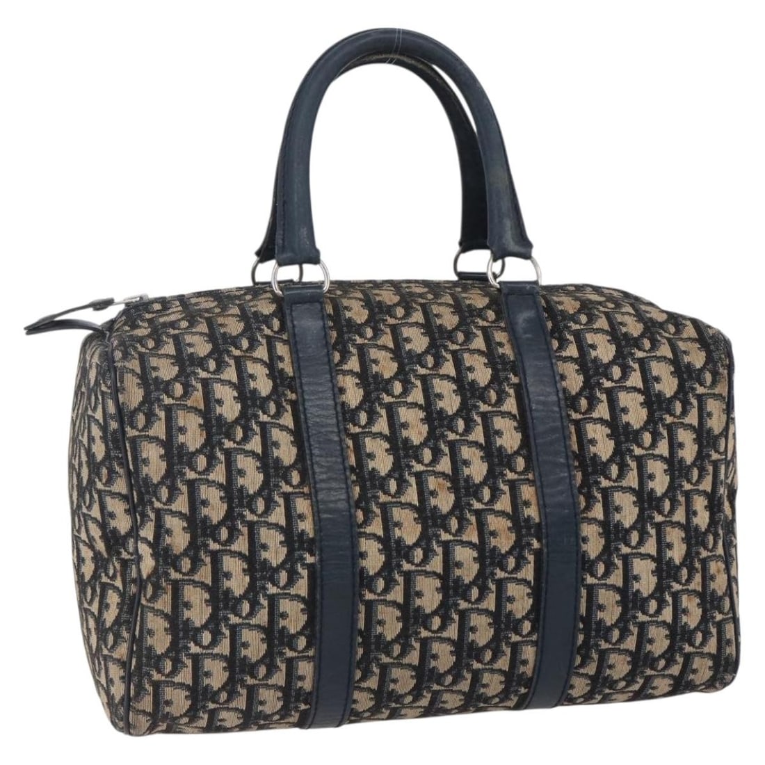 Christian Dior Trotter Canvas Navy Silver Boston Bag Authentic: Christian Dior Trotter Canvas Navy Silver Boston Bag Authentic Introducing the Christian Dior Trotter Canvas Boston Bag, a luxurious accessory that embodies elegance and functionality. Crafted in Fran