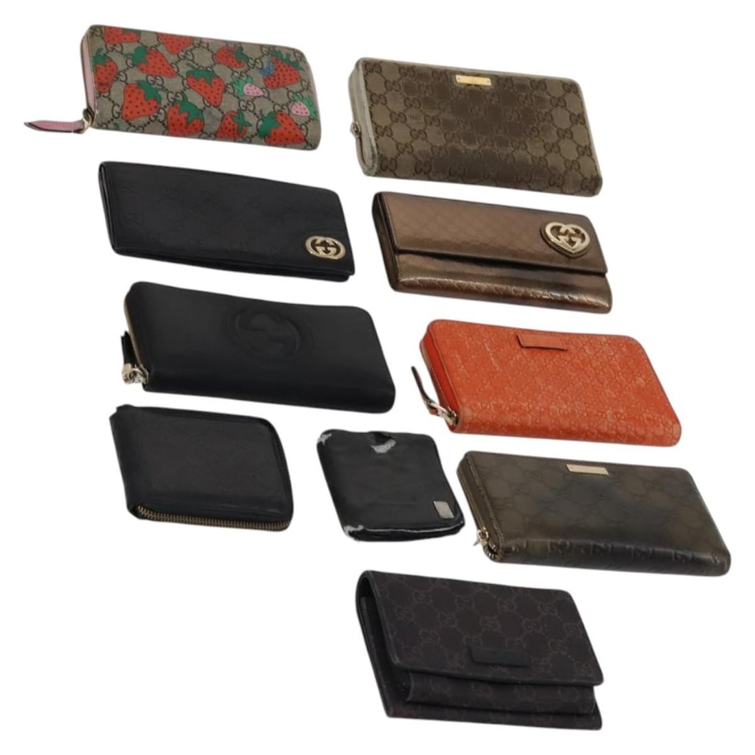 GUCCI Micro GG Guccissima Wallet Leather PVC Black Red Brown Auth Set of 10 (1 of 18)