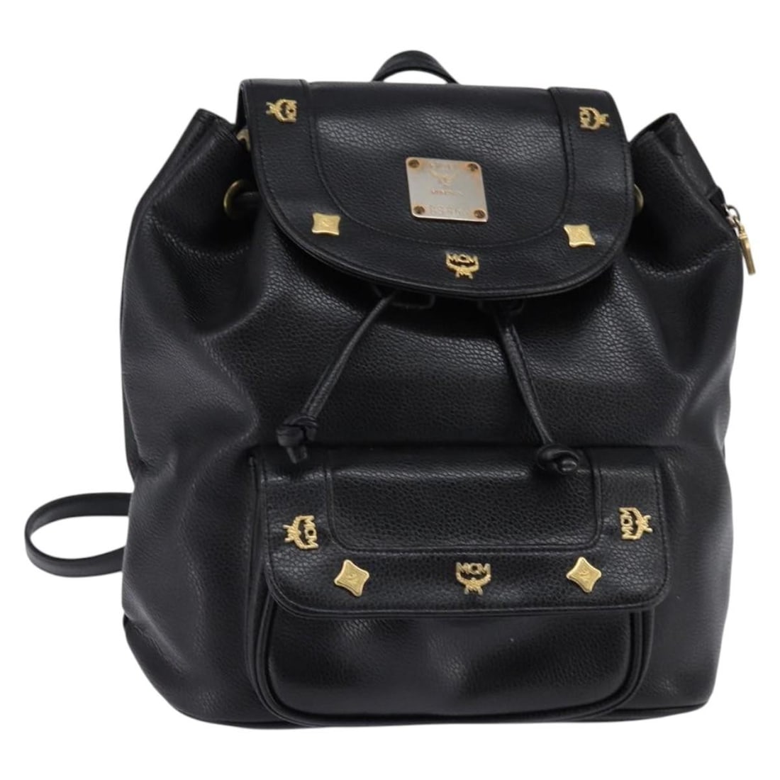 MCM Black Leather Backpack with Gold Accents BA5614 (1 of 18)