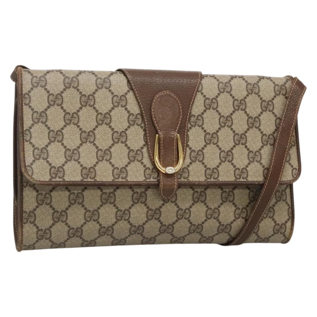 GUCCI GG Supreme Sherry Line Shoulder Bag Beige Gold PVC 904 02 050 Auth: GUCCI GG Supreme Sherry Line Shoulder Bag Beige Gold PVC 904 02 050 Auth This authentic GUCCI GG Supreme Web Sherry Line Bag is a stylish shoulder bag made from durable GG Canvas in a sophisticated be