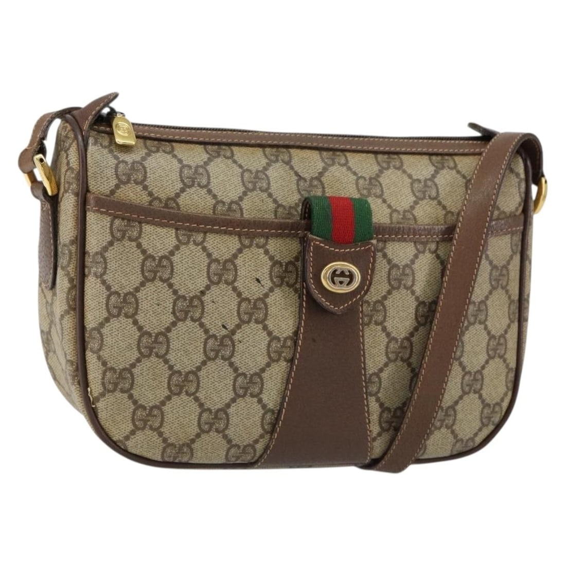 GUCCI GG Supreme Sherry Line Shoulder Bag PVC Beige Gold 89 02 032 Auth: GUCCI GG Supreme Sherry Line Shoulder Bag PVC Beige Gold 89 02 032 Auth This authentic GUCCI GG Supreme Web Sherry Line Shoulder Bag is crafted from durable PVC leather, featuring a sophisticated beig