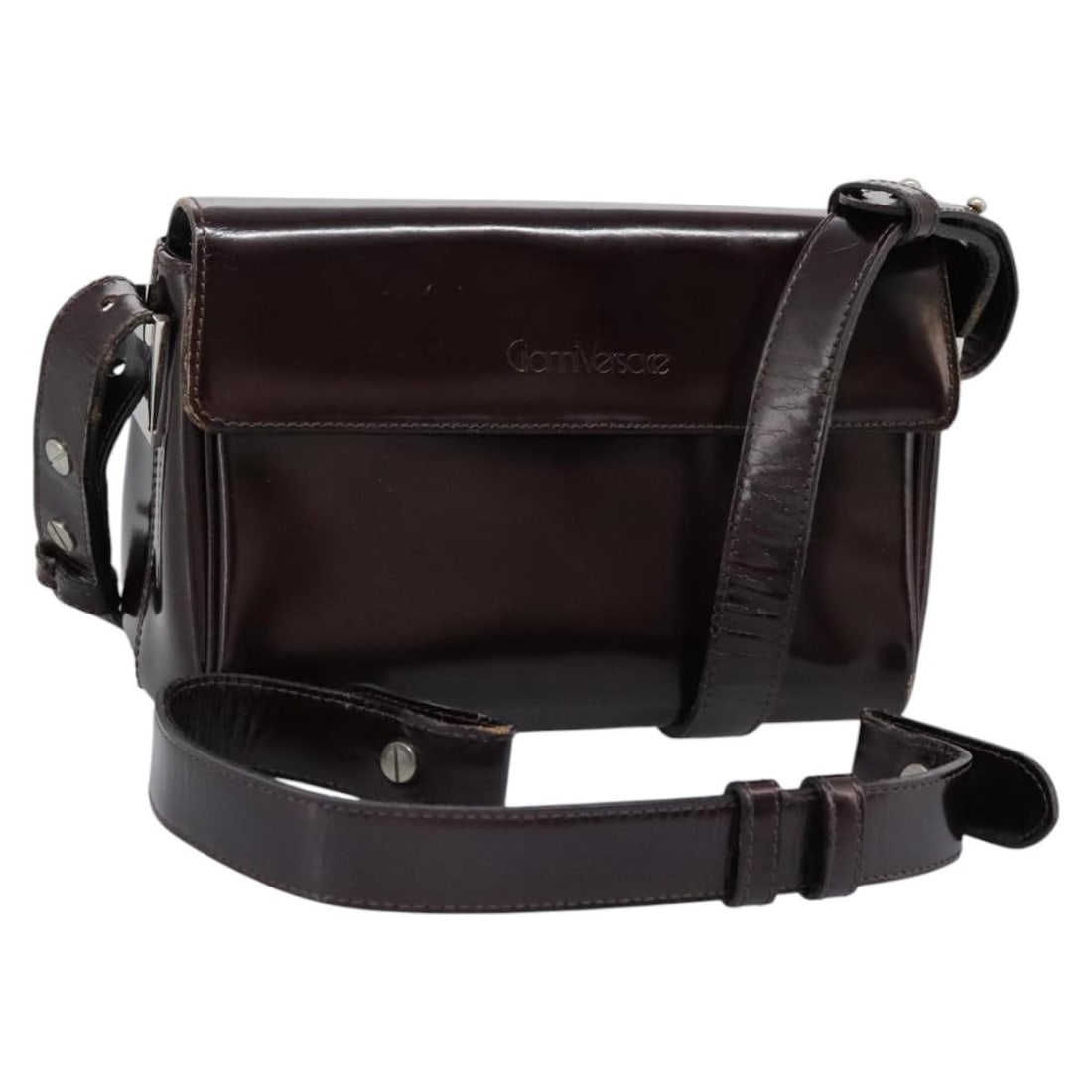 Gianni Versace Authentic Brown Leather 2-way Shoulder Bag (1 of 18)