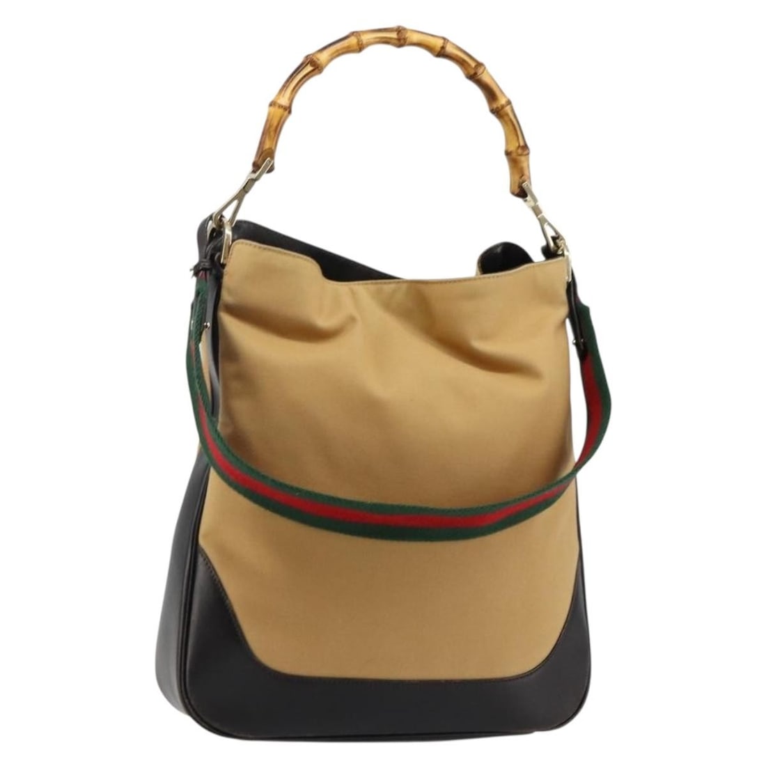 GUCCI Bamboo Web Sherry Line Shoulder Bag Canvas Beige Gold 001 4058 1705 Auth: GUCCI Bamboo Web Sherry Line Shoulder Bag Canvas Beige Gold 001 4058 1705 Auth Elevate your style with this authentic GUCCI Bamboo Web Sherry Line Bag, expertly crafted in Italy. This versatile should