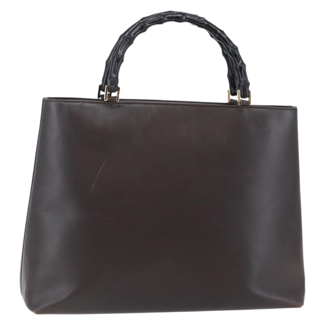 GUCCI Bamboo Hand Bag Leather Dark Brown Gold 002 1998 0507 Auth (1 of 18)