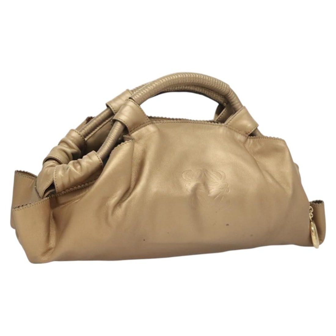LOEWE Nappa Aire Anagram Leather Hand Bag Gold Tone Auth ep8639 (1 of 18)