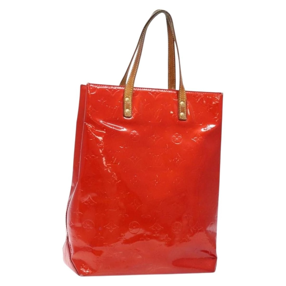 Louis Vuitton Monogram Vernis Reade MM Hand Bag Red Patent Leather France M91086 (1 of 18)