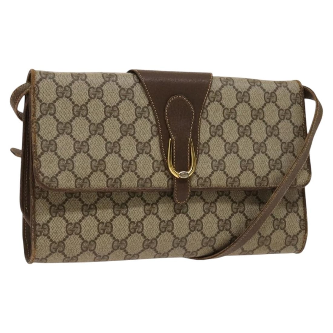 GUCCI GG Supreme Beige Gold Shoulder Bag PVC 904 02 050 Authentic (1 of 18)