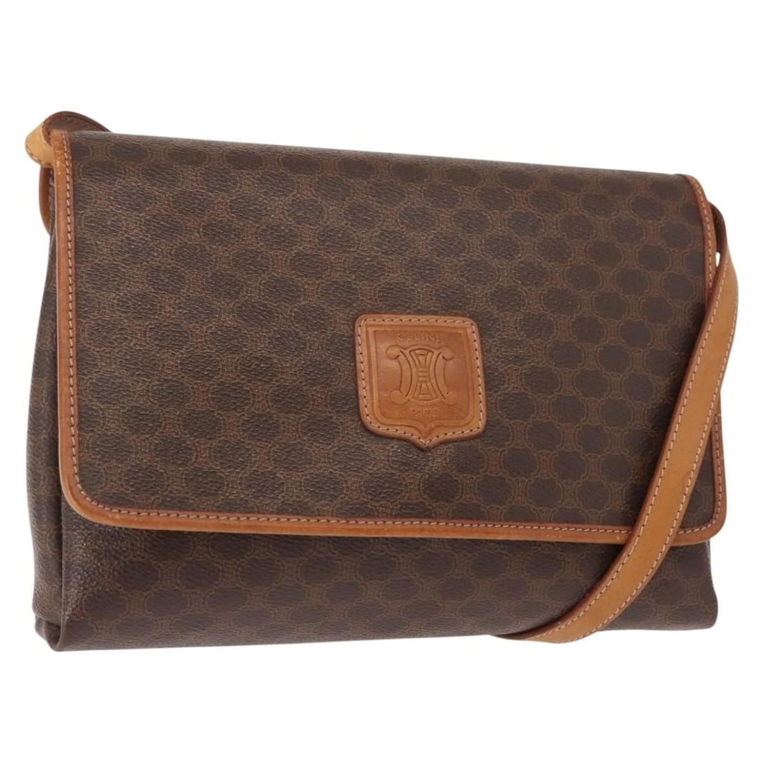 CELINE Macadam PVC Canvas Shoulder Bag Brown Gold Italy (1 of 18)