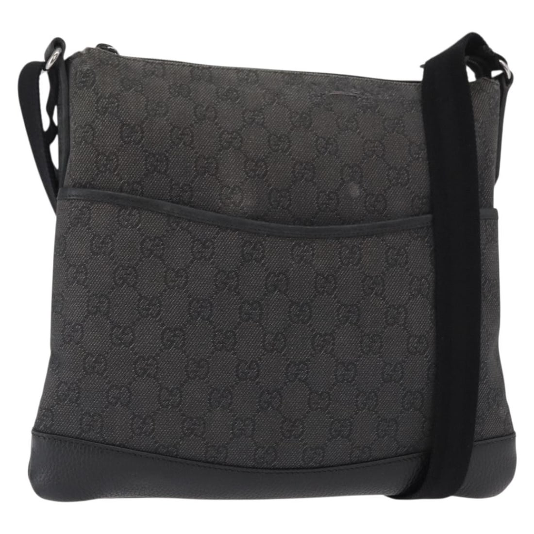 Black GG Canvas Shoulder Bag by Gucci Model 374414 Made in Italy: Black GG Canvas Shoulder Bag by Gucci Model 374414 Made in Italy This is a Gucci GG Canvas shoulder bag featuring a black and silver color scheme. Crafted in Italy, the bag is made from signature GG c
