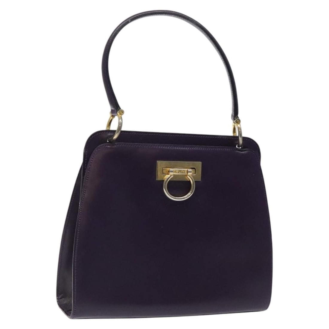 CELINE Purple Leather Hand Bag with Gold Hardware (1 of 18)