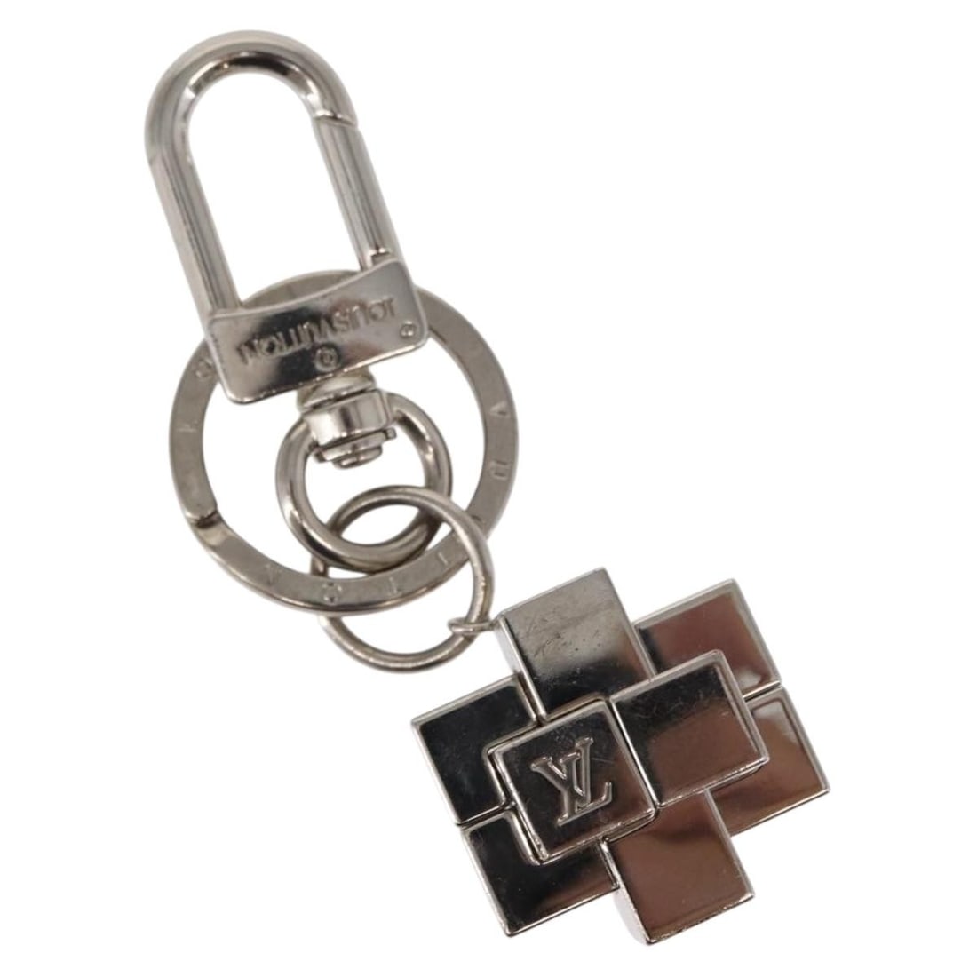 LOUIS VUITTON M67218 Silver Metal Key Holder Gold Plated Auth DI1125 (1 of 9)