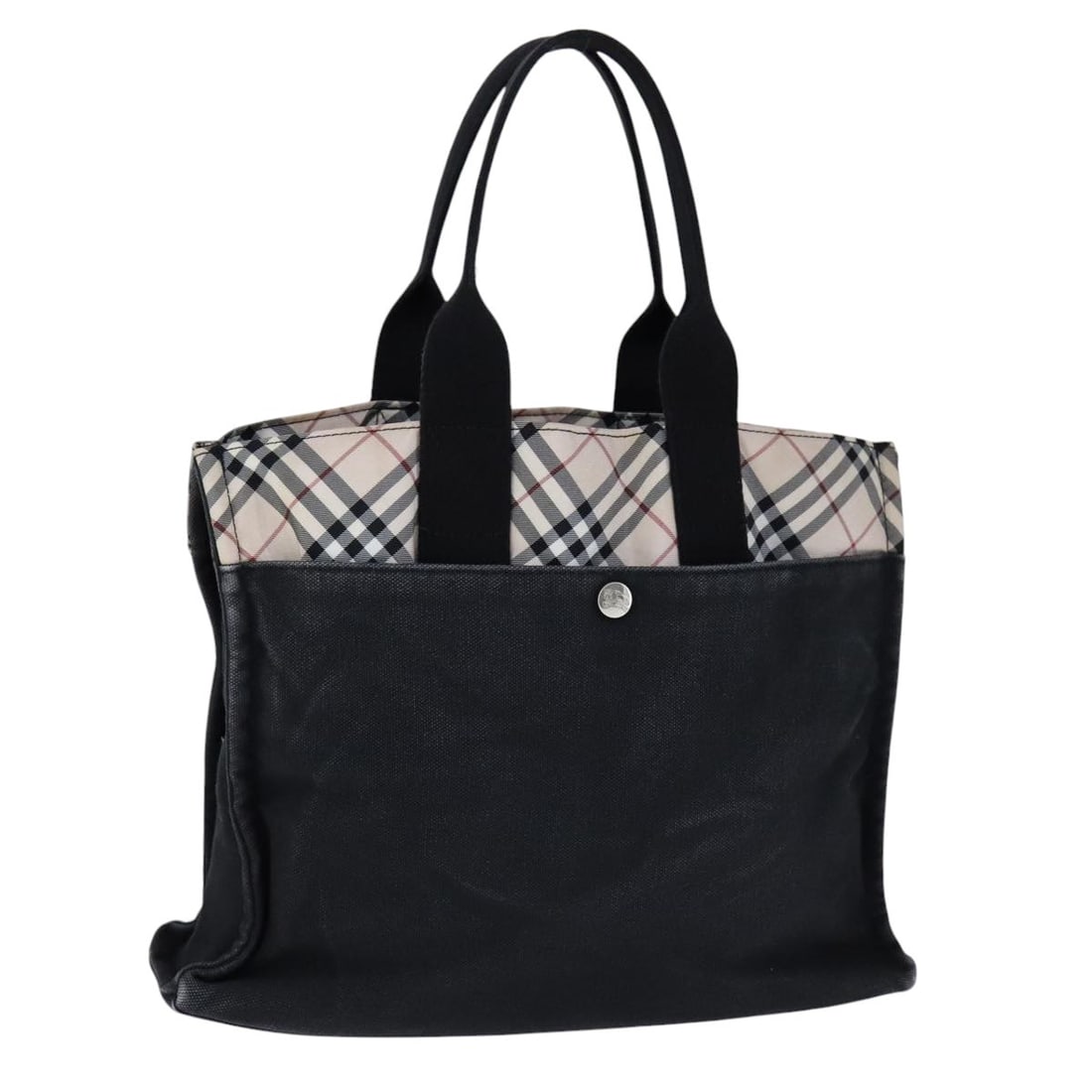Burberry Blue Label Nova Check Tote Bag Canvas Black Beige Japan: Burberry Blue Label Nova Check Tote Bag Canvas Black Beige Japan This BURBERRY Blue Label Nova Check Tote Bag is a stylish accessory crafted from durable canvas in a classic black and beige color sche
