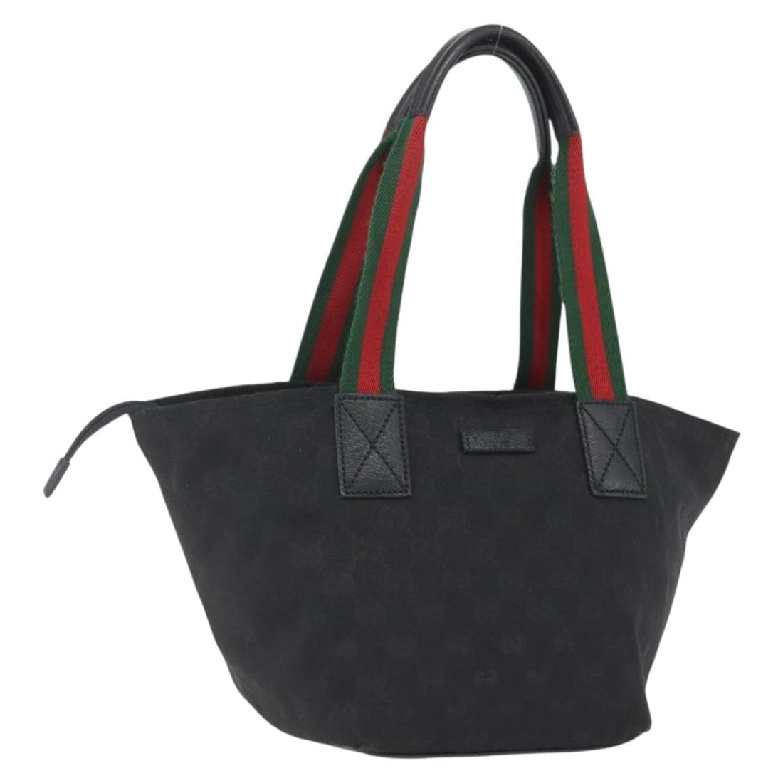 Black GG Canvas Gucci Sherry Line Handbag with Silver Accents 131228: Black GG Canvas Gucci Sherry Line Handbag with Silver Accents 131228 This GUCCI GG Canvas Web Sherry Line handbag features black and silver GG canvas with a distinctive web design. Made in Italy, this