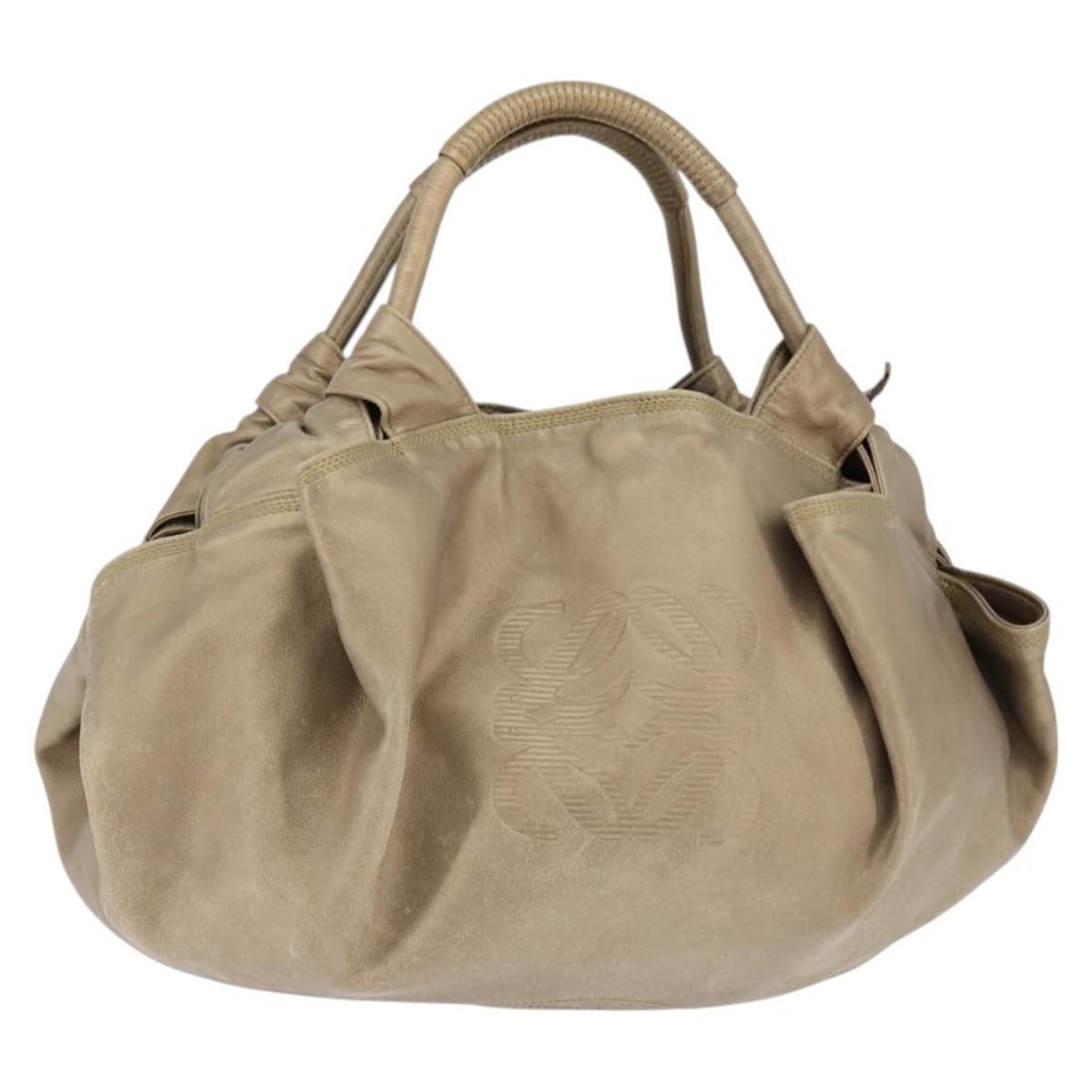 LOEWE Anagram Nappa Aire Hand Bag Gold Leather Auth 145155 (1 of 18)