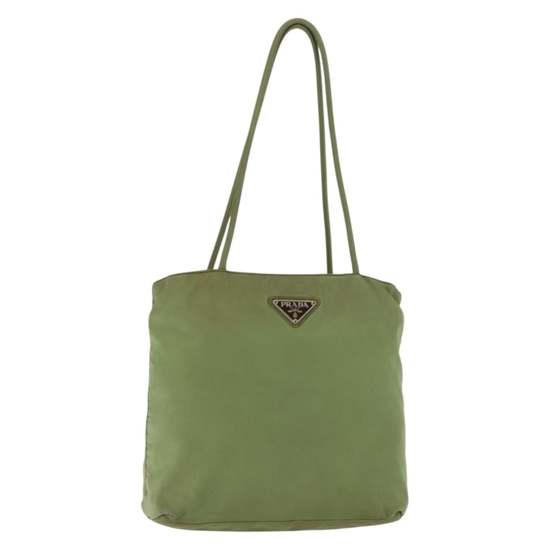 PRADA Green Silver Nylon Tote Bag Made in Italy Auth 146020: PRADA Green Silver Nylon Tote Bag Made in Italy Auth 146020 This authentic PRADA tote bag showcases a stylish combination of green and silver nylon, making it a chic accessory for any occasion. Crafte