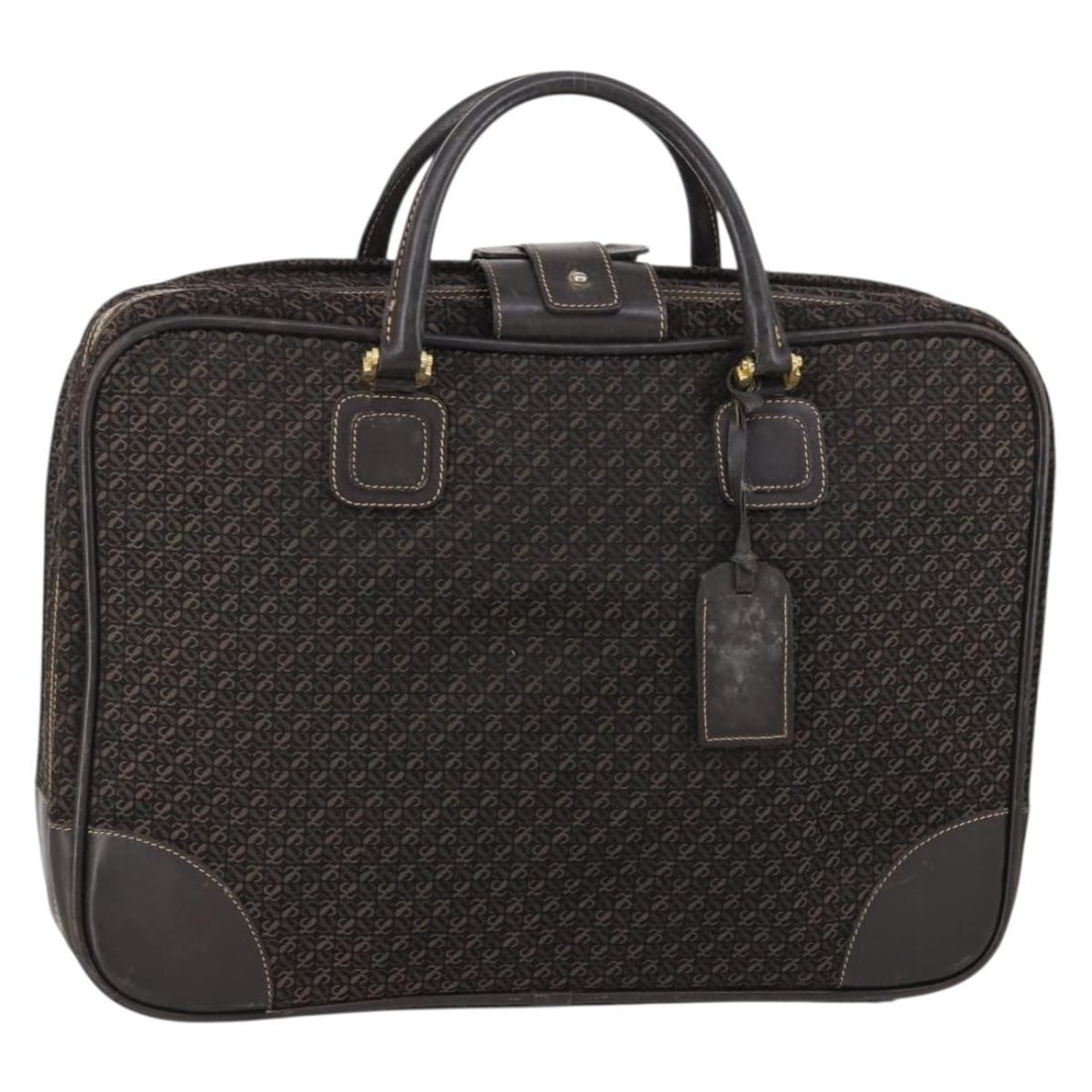 LOEWE Dark Brown Canvas Trunk Bag with Gold Accents (1 of 18)
