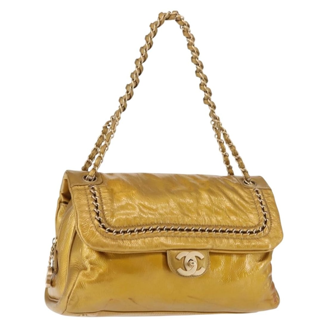 CHANEL Gold Enamel Chain Shoulder Bag with Guarantee Card (1 of 18)