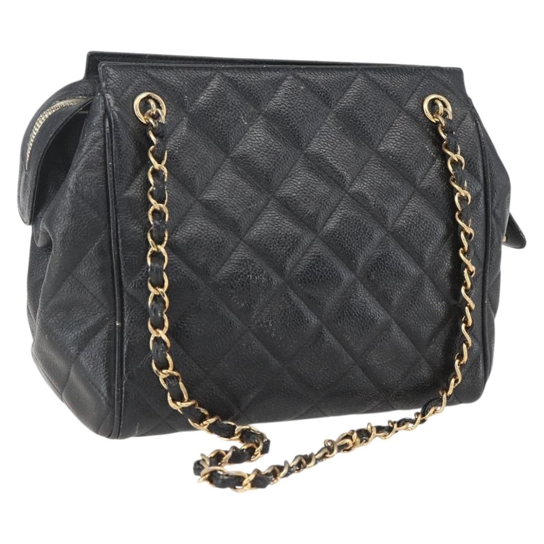 Chanel Caviar Skin Black Matelasse Chain Shoulder Bag Gold CC Italy (1 of 18)