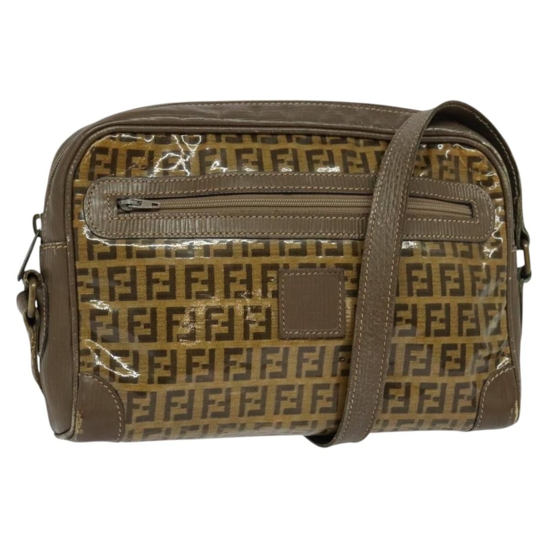 Fendi Zucchino Canvas Shoulder Bag Brown Gold Coated Canvas Italy: Fendi Zucchino Canvas Shoulder Bag Brown Gold Coated Canvas Italy This Fendi Zucchino Canvas Shoulder Bag features a stylish brown and gold exterior crafted from durable coated canvas. Designed for fu