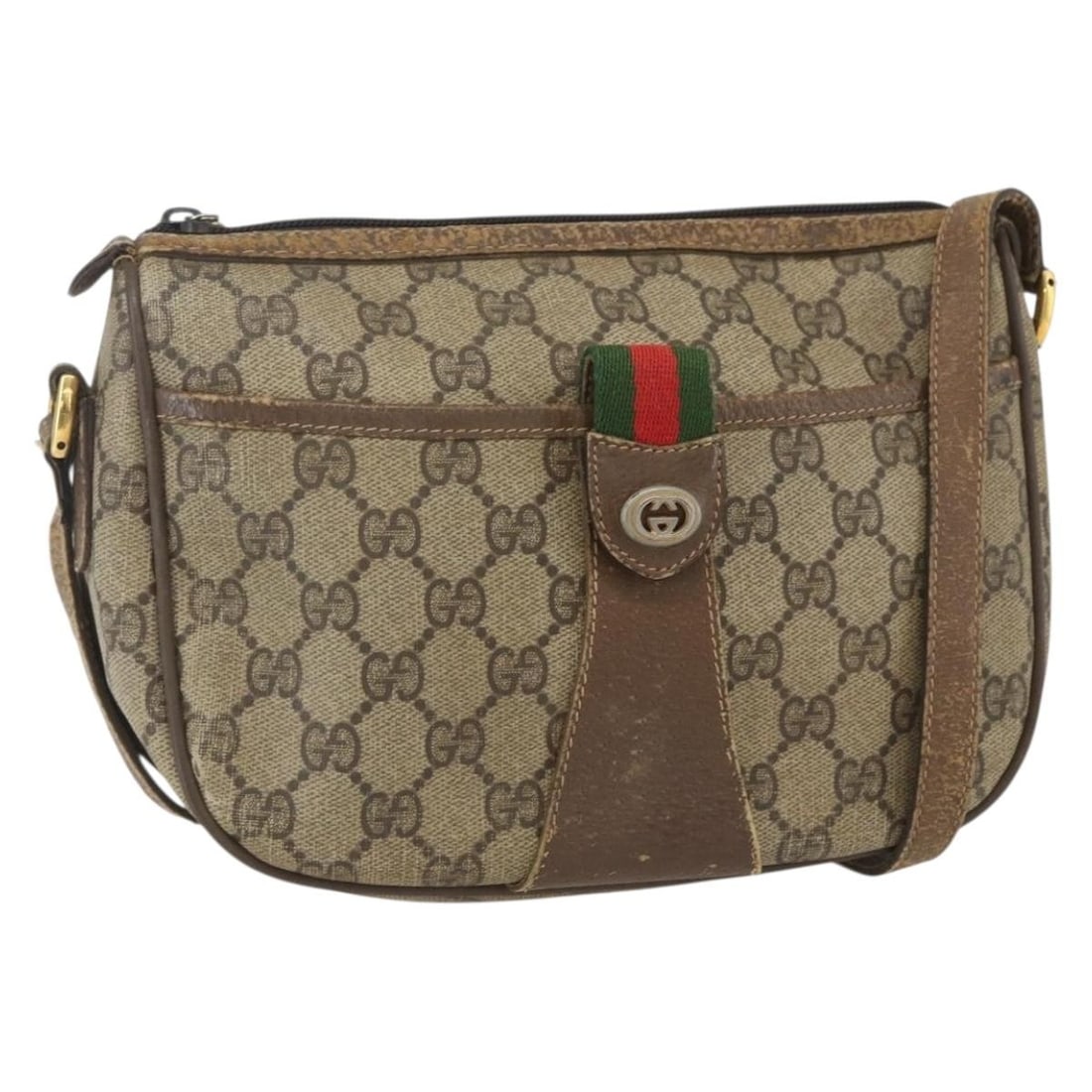Gucci 89 02 032 GG Supreme Beige PVC Web Sherry Line Shoulder Bag: Gucci 89 02 032 GG Supreme Beige PVC Web Sherry Line Shoulder Bag This is a Gucci GG Supreme Web Sherry Line shoulder bag crafted from beige and gold PVC leather with GG canvas accents. Made in Italy,