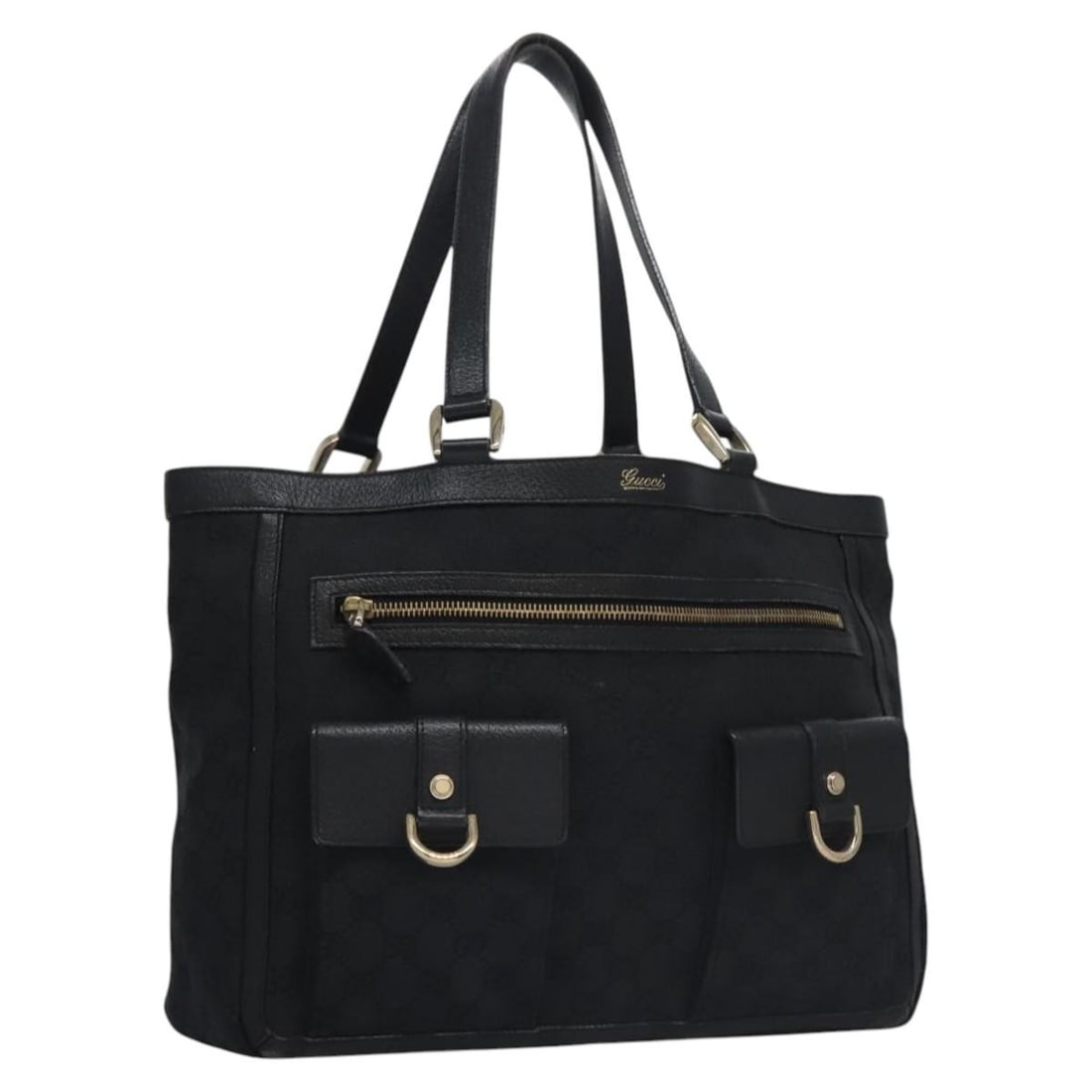GUCCI GG Canvas Tote Bag Black Gold 146247 Authentic Italy: GUCCI GG Canvas Tote Bag Black Gold 146247 Authentic Italy This authentic GUCCI GG Canvas Tote Bag showcases a sophisticated blend of black and gold colors. Crafted from durable canvas, this tote is p