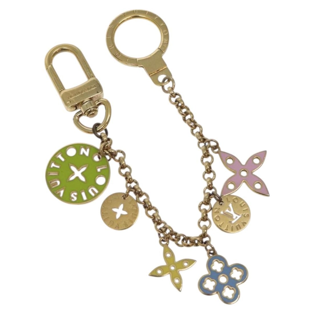 Louis Vuitton M66474 Gold Multicolor Charm Keychain Looping (1 of 8)