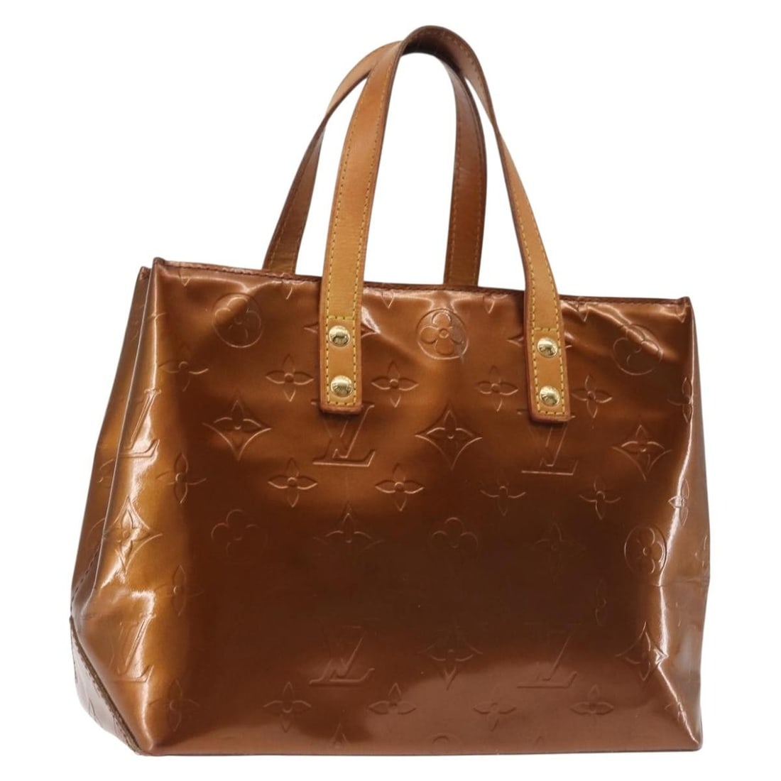 LOUIS VUITTON Monogram Vernis Reade PM Hand Bag Bronze Patent Leather M91146: LOUIS VUITTON Monogram Vernis Reade PM Hand Bag Bronze Patent Leather M91146 Introducing the LOUIS VUITTON Monogram Vernis Reade PM Hand Bag, a chic accessory crafted from luxurious patent leather in