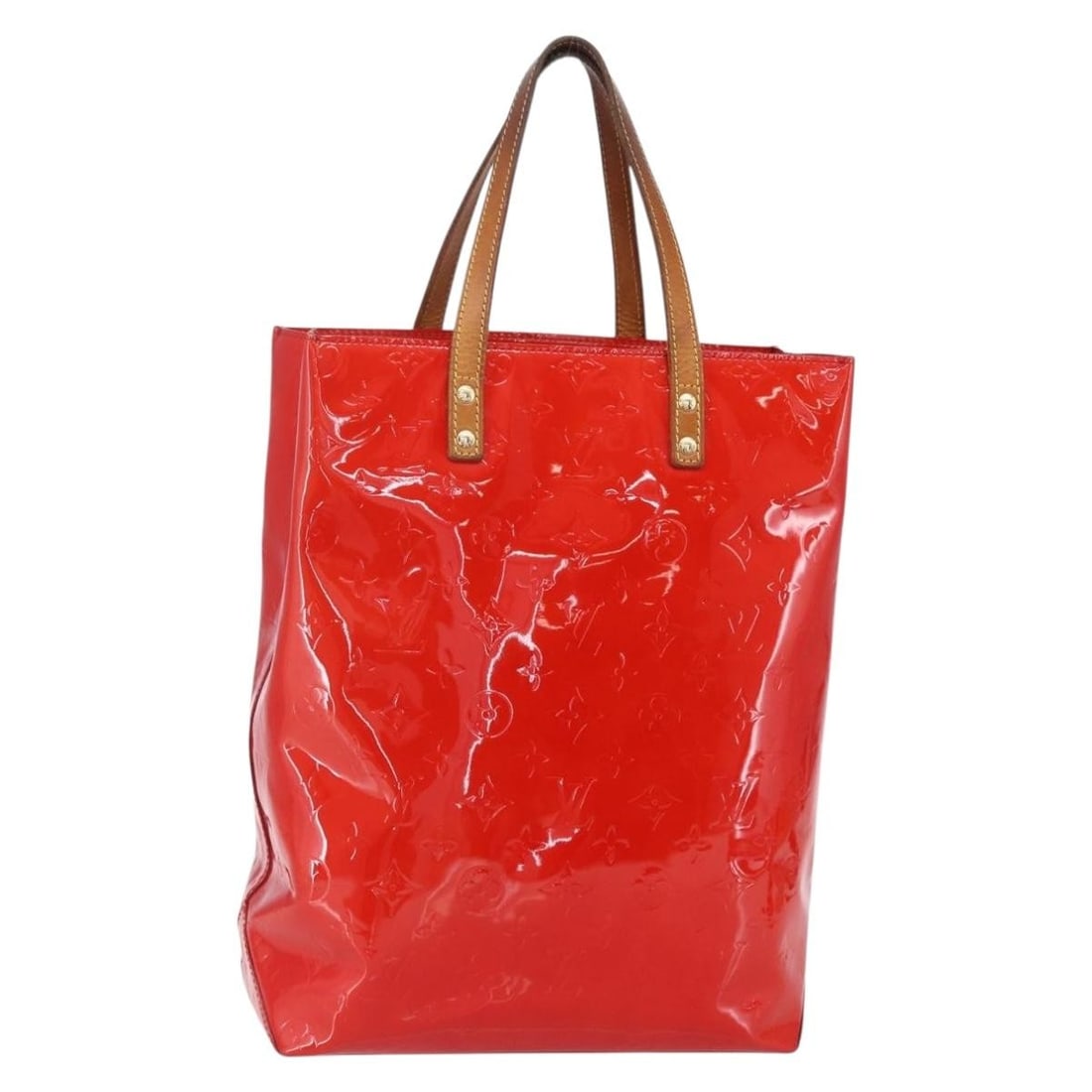 LOUIS VUITTON Monogram Vernis Reade MM Hand Bag Red Patent Leather M91086 (1 of 18)