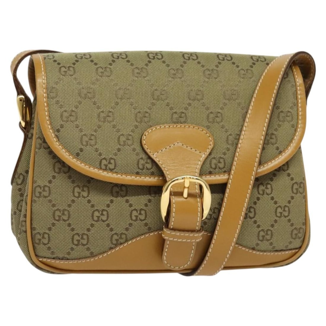 GUCCI GG Canvas Beige Gold Shoulder Bag Made in Italy (1 of 18)