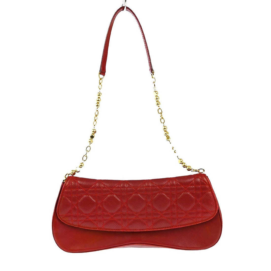 Dior Red Cannage Shoulder Bag MA0051 Casual Style: Dior Red Cannage Shoulder Bag MA0051 Casual Style This Christian Dior Red Cannage Shoulder Bag exudes luxury and style, perfect for casual outings. Crafted from high-quality leather, it features a str
