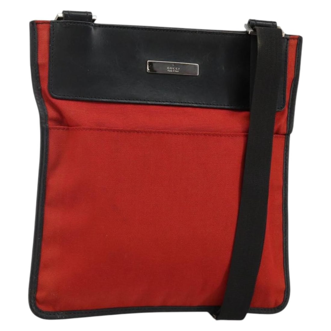 GUCCI 019 0348 Red Silver Nylon Shoulder Bag Auth Italy (1 of 18)