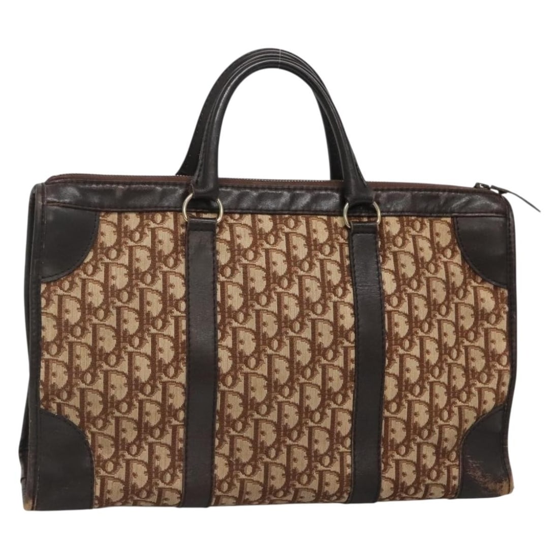 Christian Dior Brown Gold Trotter Canvas Hand Bag Auth 137848 (1 of 18)