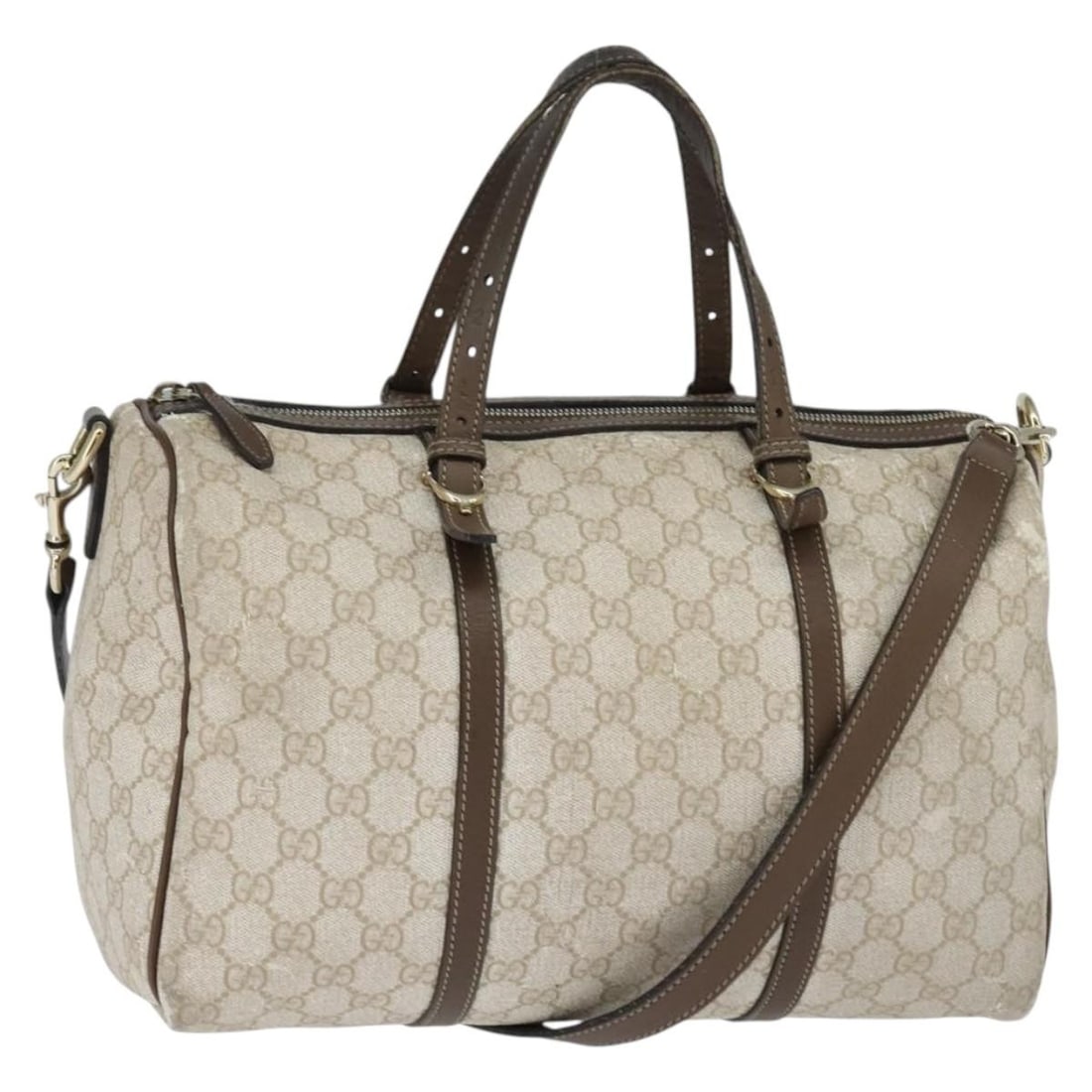 Gucci GG Supreme White Boston Bag PVC Leather Canvas 2way with Strap (1 of 18)