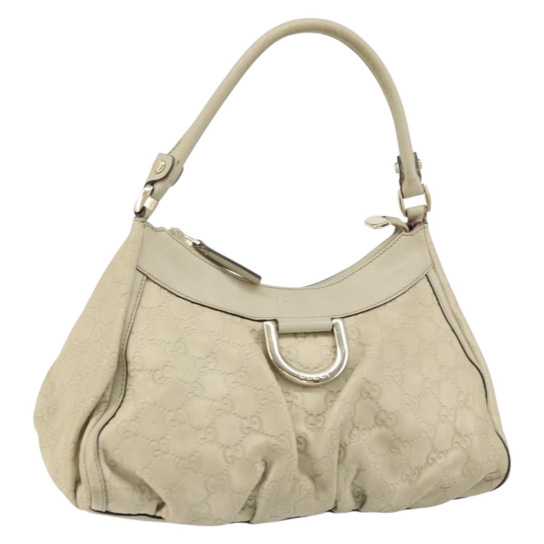 GUCCI GG Canvas Abbey Hand Bag Beige Leather Auth 190525 (1 of 18)