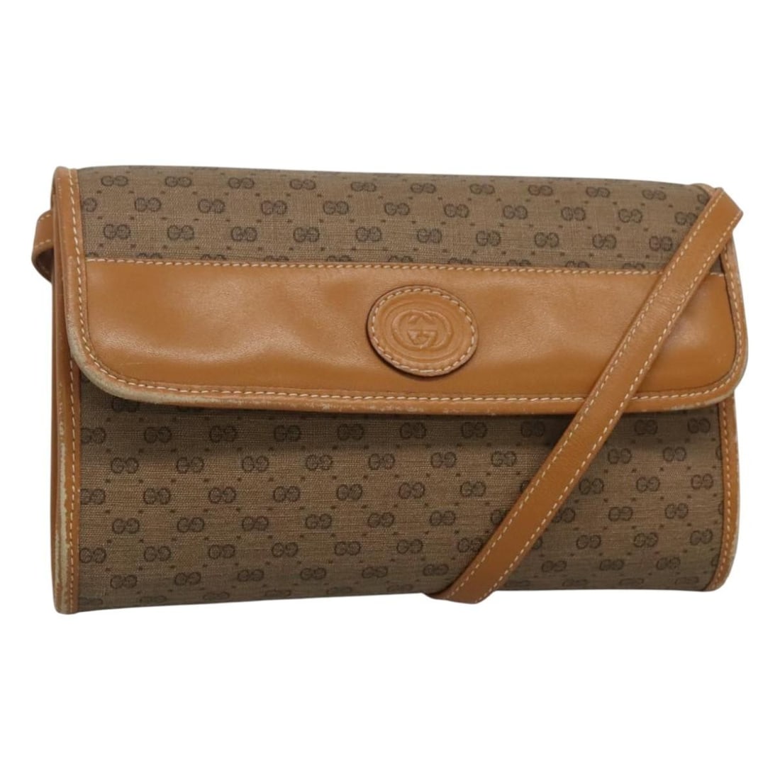 GUCCI Micro GG Supreme Beige Gold Shoulder Bag PVC 004 89 1041 Auth (1 of 18)