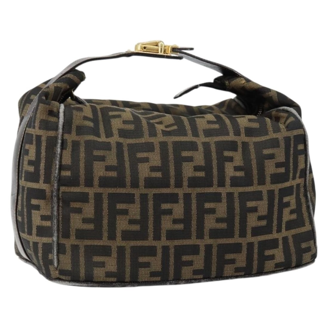 FENDI Zucca Canvas Hand Bag Black Brown Made in Italy: FENDI Zucca Canvas Hand Bag Black Brown Made in Italy Elevate your accessory collection with this authentic Fendi Zucca Canvas Vanity Bag, a perfect blend of style and functionality. Crafted in Italy,