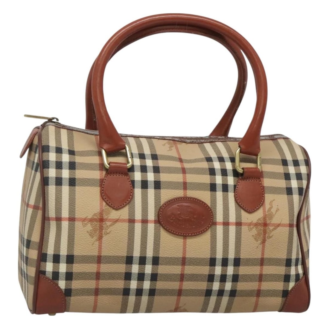 Authentic Burberrys Nova Check Hand Bag PVC Beige Gold Made in Italy (1 of 18)