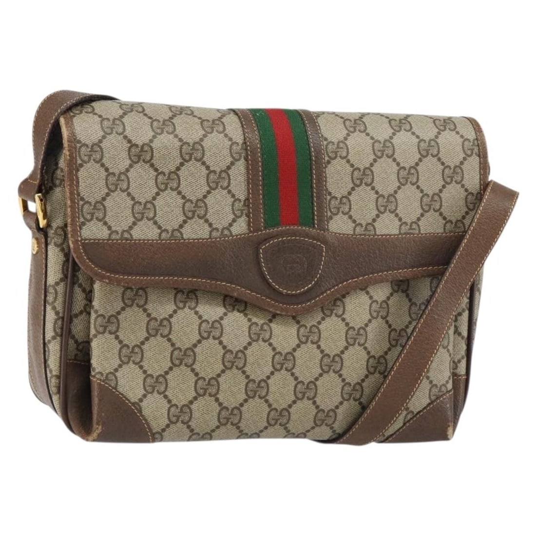 Gucci GG Supreme Beige Canvas Web Shoulder Bag 001 116 0844 Italy: Gucci GG Supreme Beige Canvas Web Shoulder Bag 001 116 0844 Italy This is a GUCCI GG Supreme Web Sherry Line shoulder bag crafted from GG canvas in beige. Made in Italy, it features a classic shoulder