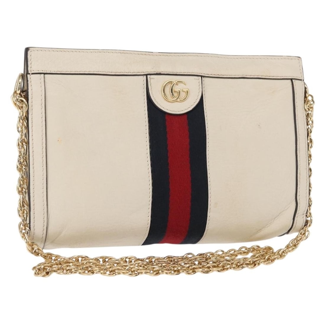 GUCCI 503877 White Leather Chain Shoulder Bag Italy (1 of 18)