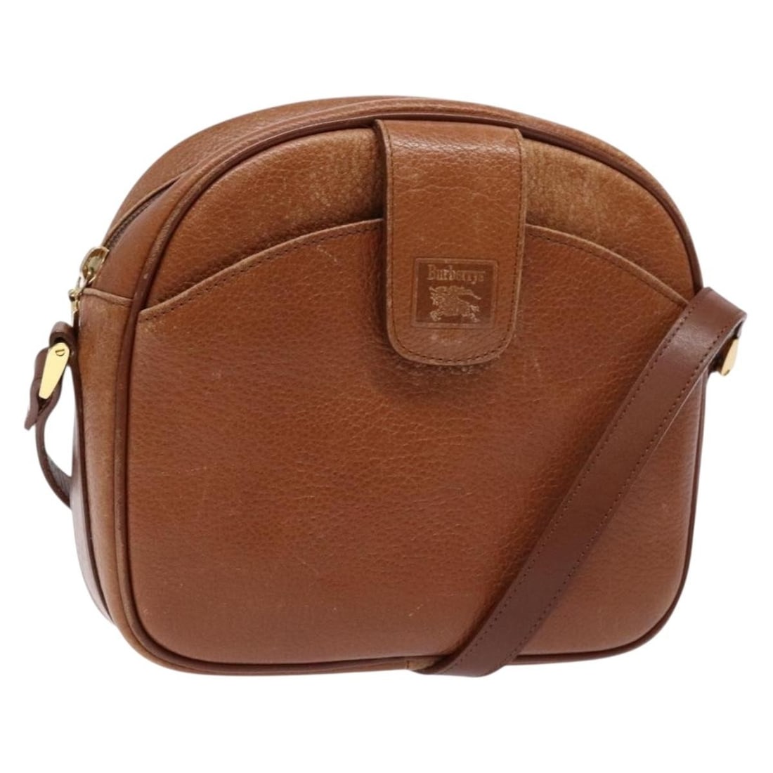 Burberrys Brown Leather Shoulder Bag with Gold Accents (1 of 18)