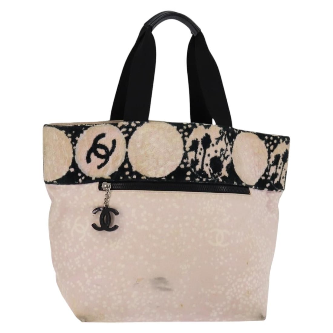 CHANEL Pink Silver Canvas High Summer Tote Bag Auth (1 of 18)