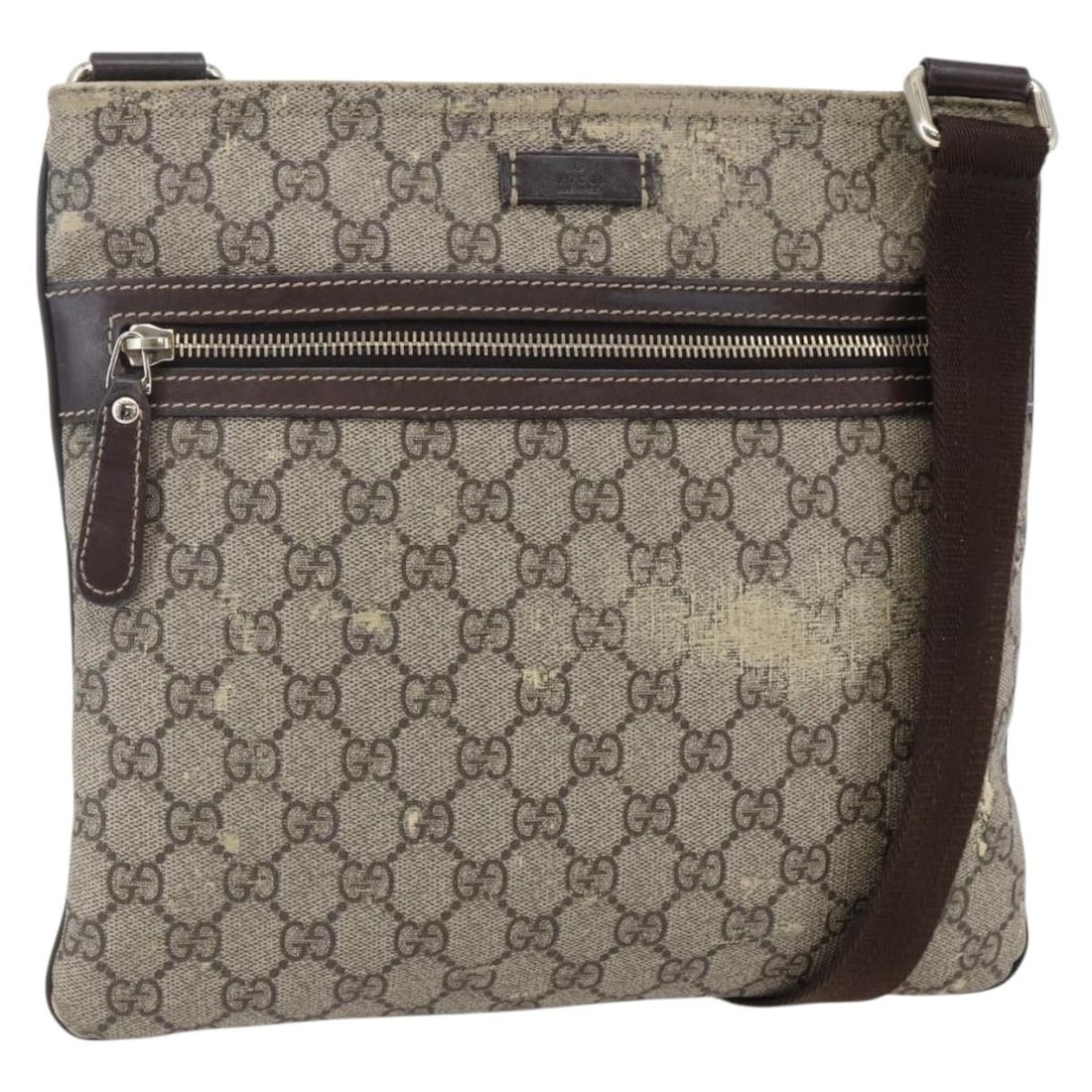 GUCCI GG Supreme Beige Gold PVC Shoulder Bag 295257 Auth: GUCCI GG Supreme Beige Gold PVC Shoulder Bag 295257 Auth This GUCCI GG Supreme Shoulder Bag is a stunning accessory, crafted from high-quality PVC leather in an elegant beige and gold color scheme. De