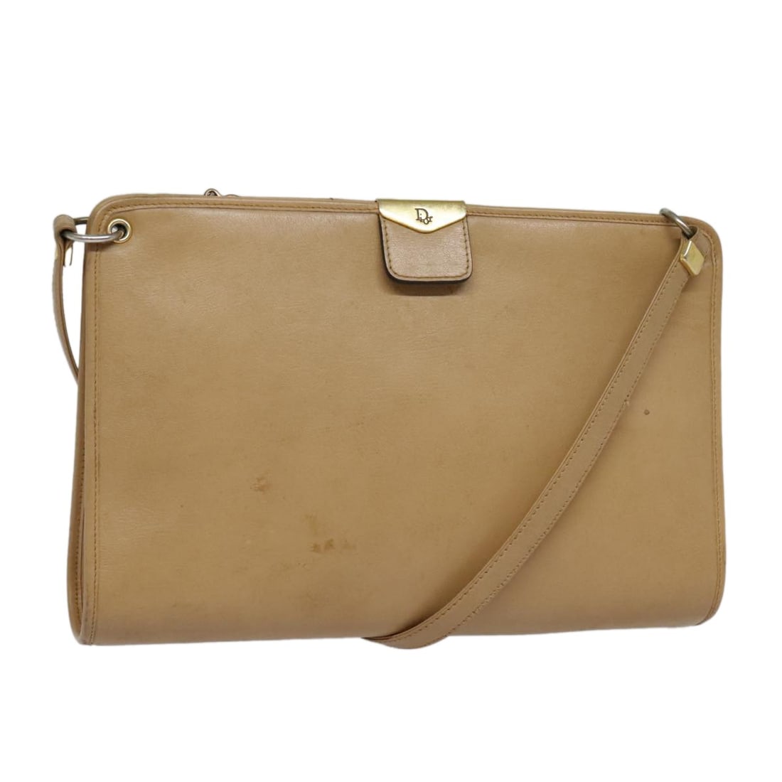 Christian Dior Beige Gold Leather Shoulder Bag Auth 88259: Christian Dior Beige Gold Leather Shoulder Bag Auth 88259 This elegant Christian Dior shoulder bag is crafted from high-quality leather in a sophisticated beige and gold color scheme. Designed for bot