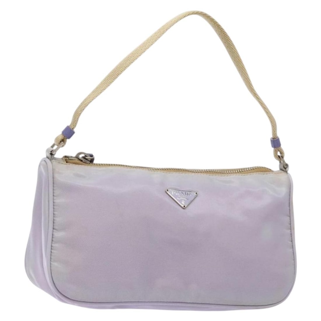 PRADA Nylon Accessory Pouch Purple Silver Authentic Italy 140755: PRADA Nylon Accessory Pouch Purple Silver Authentic Italy 140755 This PRADA Accessory Pouch is a stylish and functional piece made from durable nylon in a striking purple and silver color combination.
